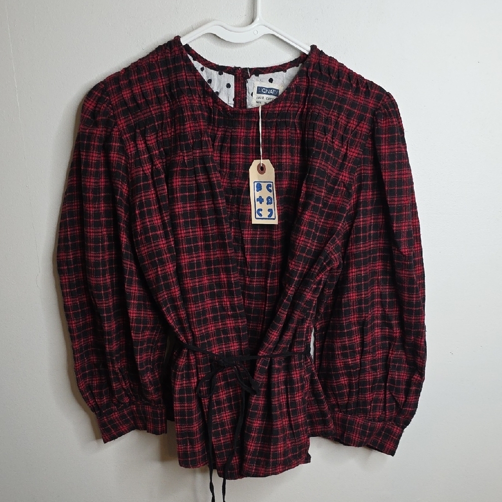 Women's Uqnatu Shired Blouse Rustic Red Plaid Top